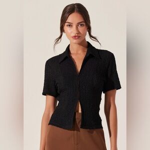 Astr Black Textured Button Down Shirt